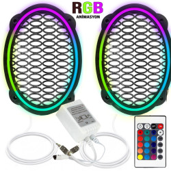 Rgb Ledli Hoparlör Kapak Oval Animasyonlu 2adet Poke PK-5385