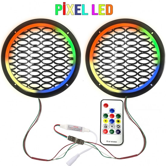 Pixel Ledli 20cm Hoparlör Kapak 2 adet Animasyonlu Pixel Ledli 20cm Hoparlör Kapak 2 adet Animasyonlu