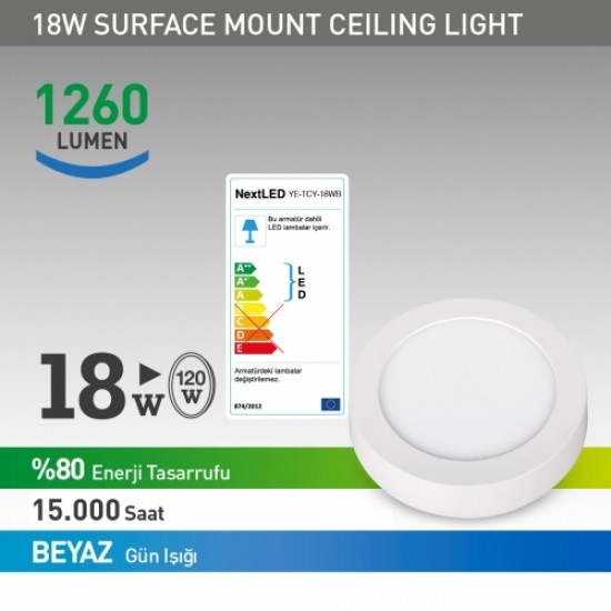 NextLED YE-TCY-18 WB SIVA ÜSTÜ LED ARMATÜR ( Beyaz) NextLED YE-TCY-18 WB SIVA ÜSTÜ LED ARMATÜR ( Beyaz)