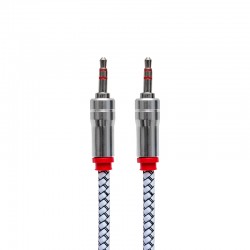 POWERMASTER 3.5 MM STEREO ERKEK/ERKEK STEREO METAL BAŞLIK ÖRGÜLÜ 1.5 METRE AUX KABLO