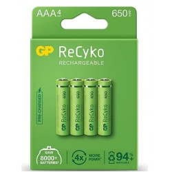GP RECYKO 650 MAH R03 AAA ŞARJLI 4LÜ İNCE KALEM PİL GP65AAAHCER21-2TLB2