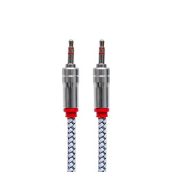 Powermaster Metal Başlıklı Örgülü Erkek - Erkek 1.5 Metre Stereo Aux Kablo