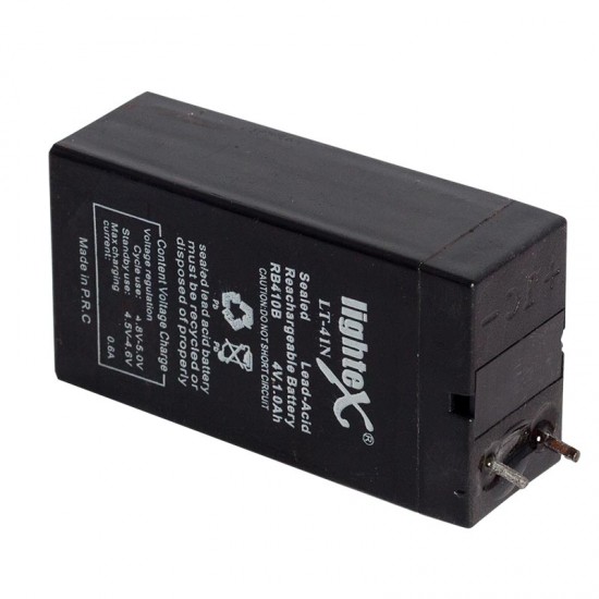 AKÜ 4 VOLT 1 AMPER POWERMASTER * LIGHTEX LT-41N * ORBUS 4V-0.9AH   ( 35 X 22 X 64 MM ) IŞILDAK