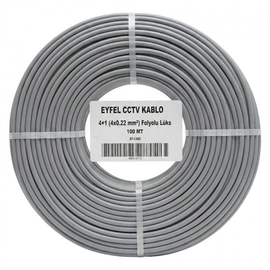 Eyfel EF-C400 2x0.22mm Folyolu 100 Metre CCTV Kamera Kablosu