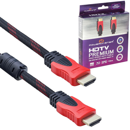 Powermaster PM-8800 Gold Uçlu Filtreli Örgülü 1.5 Metre HDMI Kablo                          