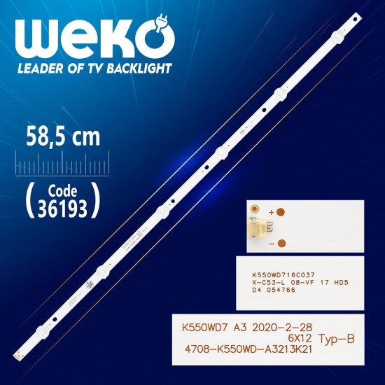 K550WD7 A3 6X12 TYP-B 4708-K550WD-A3213K21 6 LEDLİ 58.5 CM K550WD7 A3 6X12 TYP-B 4708-K550WD-A3213K21 6 LEDLİ 58.5 CM