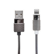 POWERMASTER METAL YAYLI IPHONE LIGHTNING USB DATA VE ŞARJ KABLOSU 1 METRE