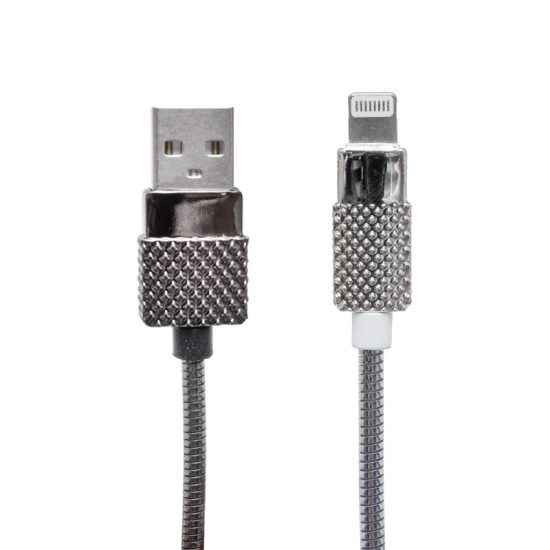POWERMASTER METAL YAYLI IPHONE LIGHTNING USB DATA VE ŞARJ KABLOSU 1 METRE