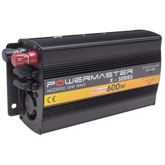 POWERMASTER PWR600-12 TEK DİJİTAL EKRAN 12 VOLT - 600 WATT MODIFIED SINUS WAVE INVERTER POWERMASTER PWR600-12 TEK DİJİTAL EKRAN 12 VOLT - 600 WATT MODIFIED SINUS WAVE INVERTER
